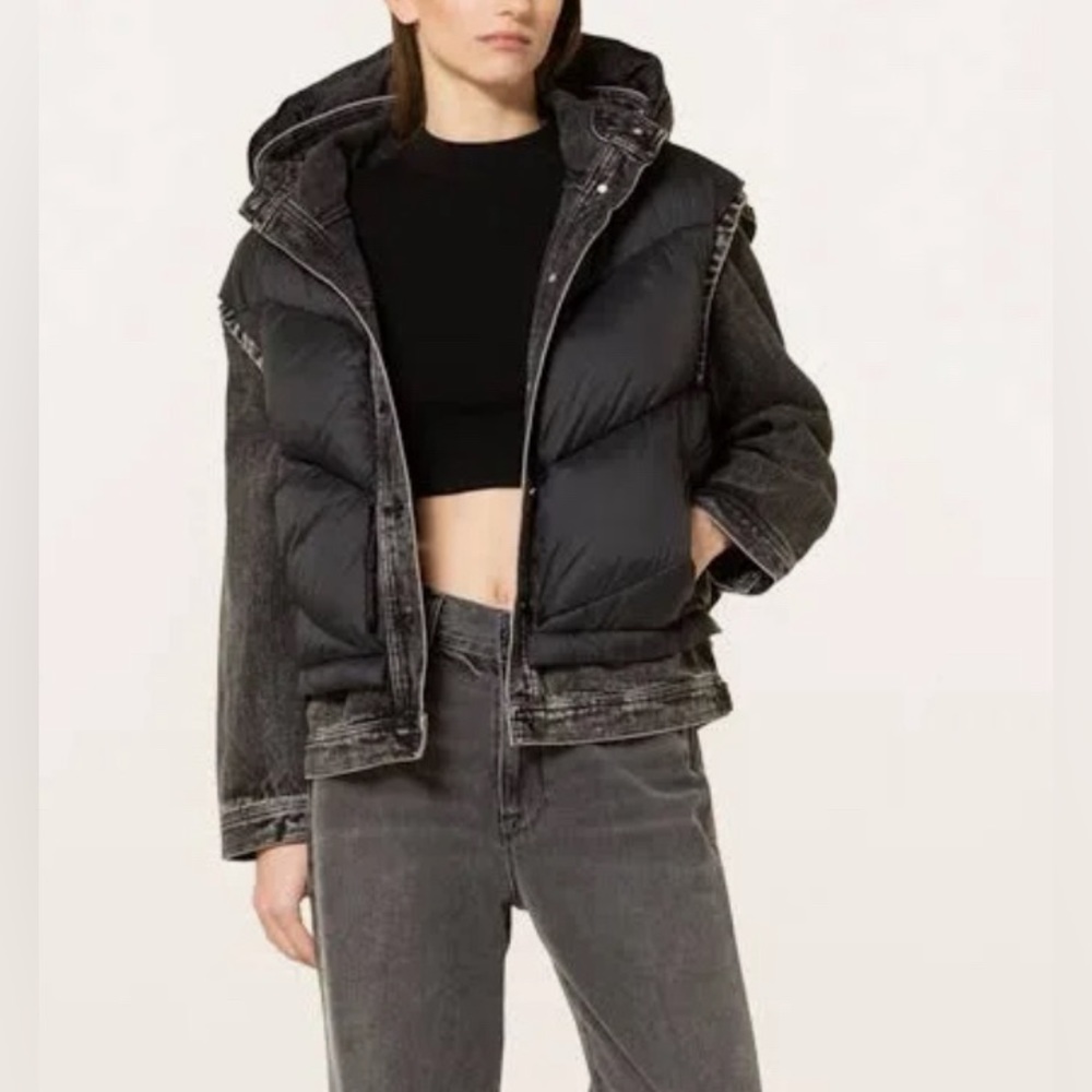 *SALE* Maje Size 38 black puffer jean jacket vest with detachable sleeves